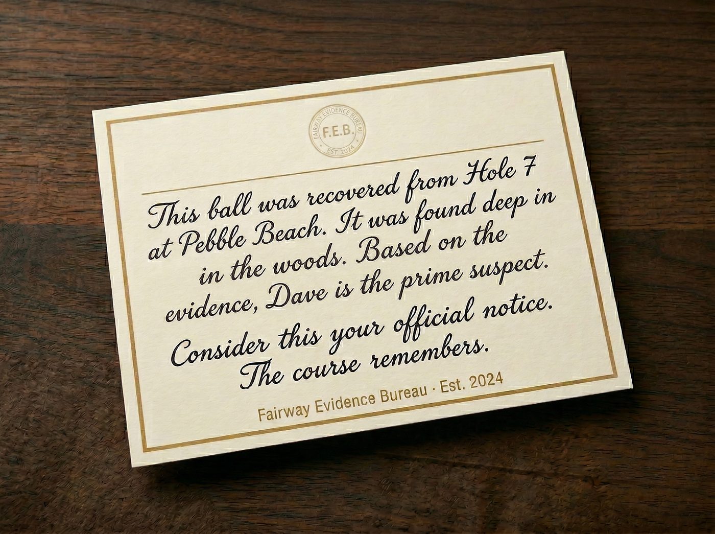 Classic Citation note card on cream parchment